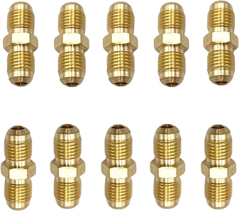 Bumugufu 10 قطع موصلات أنبوب نحاسي 3/16 بوصة، 3/16" ذكر x 3/16" ذكر محولات مزدوجة الفلير لخط الغاز الطبيعي، غاز البروبان للمركبات الترفيهية وخطوط تكييف الهواء - Image 4